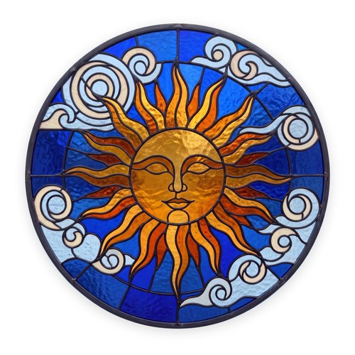 Sun face stained glass effect - sun,