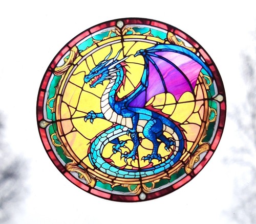 Dragons decorative stained - dragons,