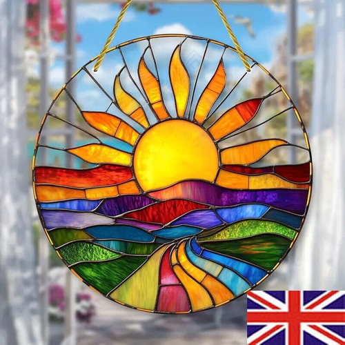 Stained glass rainbow window - glass,