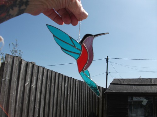 Stained glass hummingbird - stained,