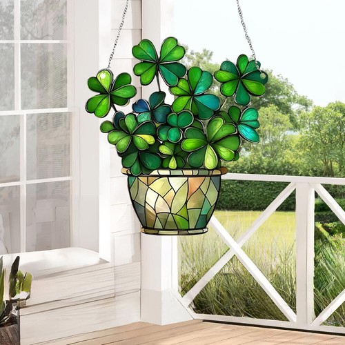 Clover flowers pot suncatcher - pot,