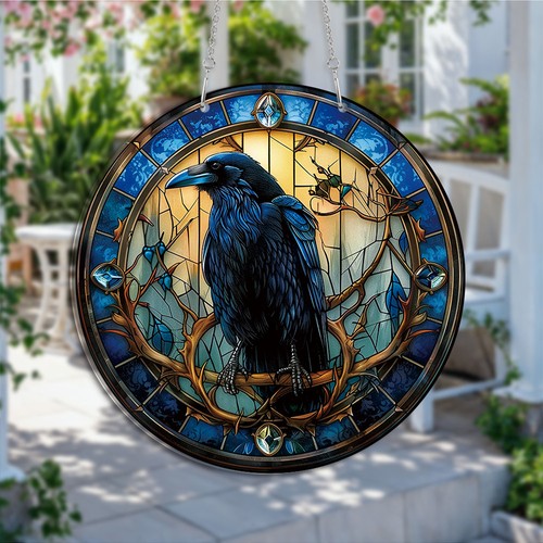 Blue raven suncatcher - raven,