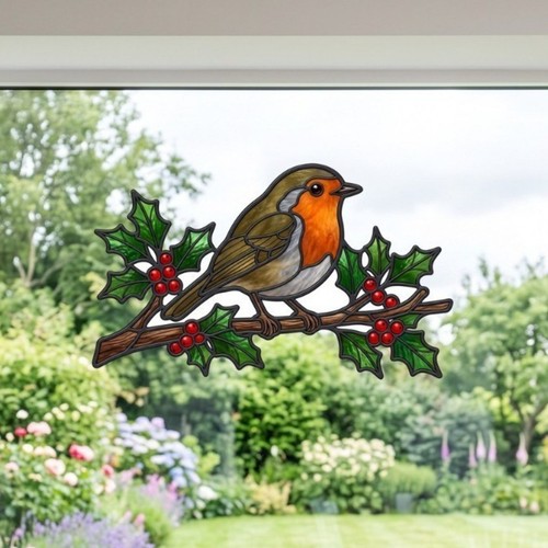 Robin holly branch - on, stained