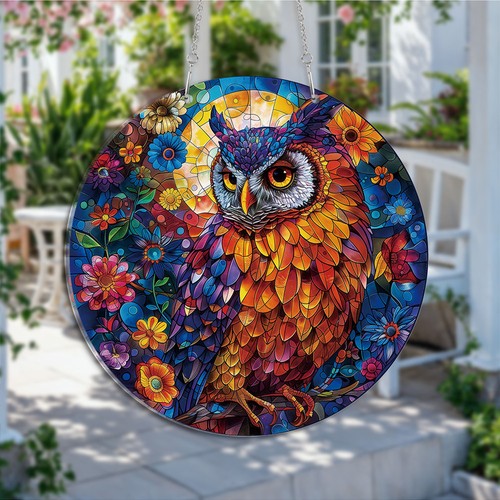 Mystic owl suncatcher - owl, stained