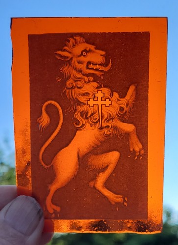 Stained glass lion medieval - glass,
