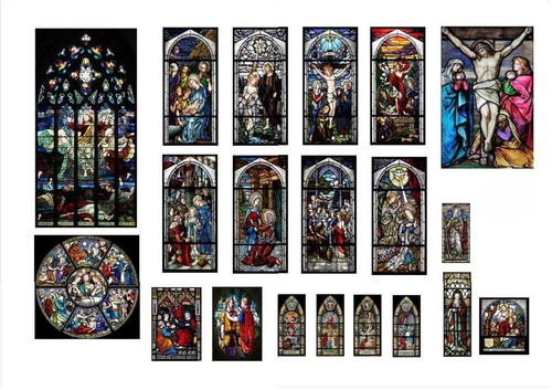 Scale stained glass window - o,