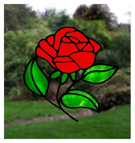 Single rose stained glass - single,