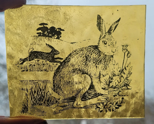 Stained glass brown - glass, hare