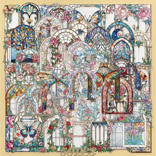 Stained glass window stickers - stained,