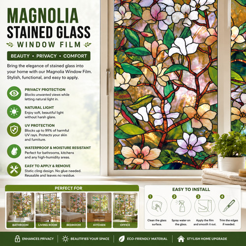 Magnolia privacy window film - magnolia,