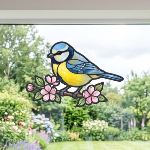 Blue tit apple blossom - on,