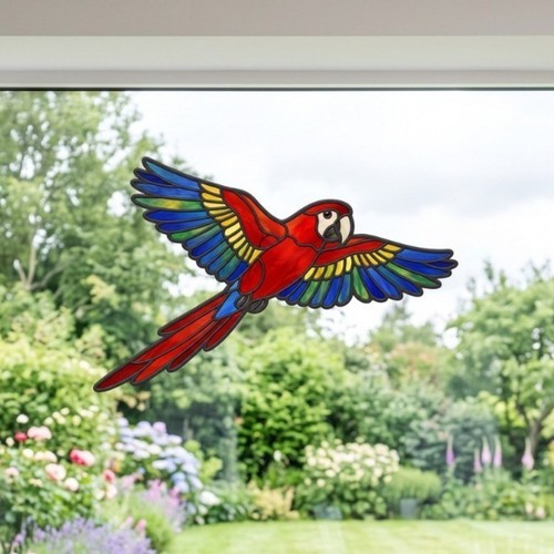 Scarlet macaw parrot stained - macaw,