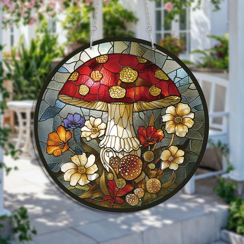 Mushroom garden suncatcher - garden,